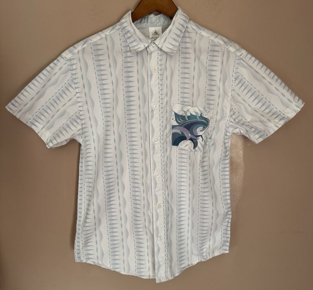 Disney Frozen Elsa Button Up Shirt Adult Small White Blue by Brittney Lee Parks